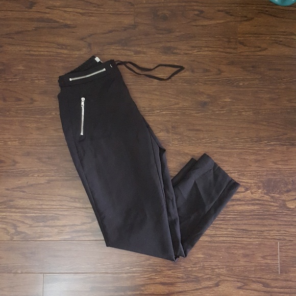 Smart Set Pants - Smart Set | Black pant tie string & zipper pockets